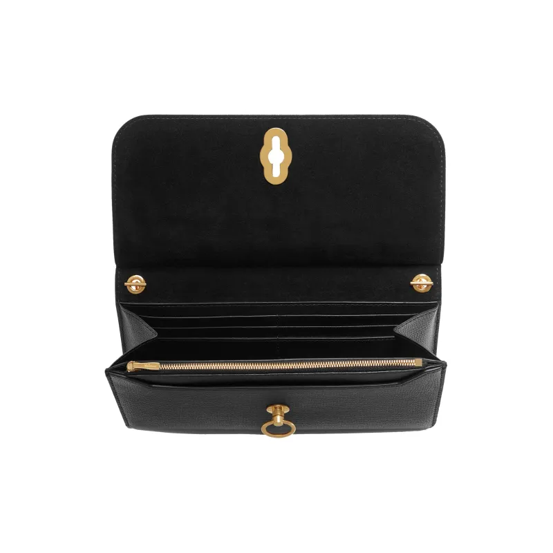 Mulberry Cow Leather One Shoulder Crossbody Clutch Trumpets Women's Black-3