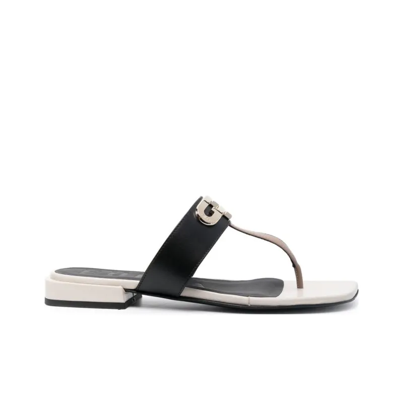 Furla Logo-plaque T-bar Leather Sandals-1