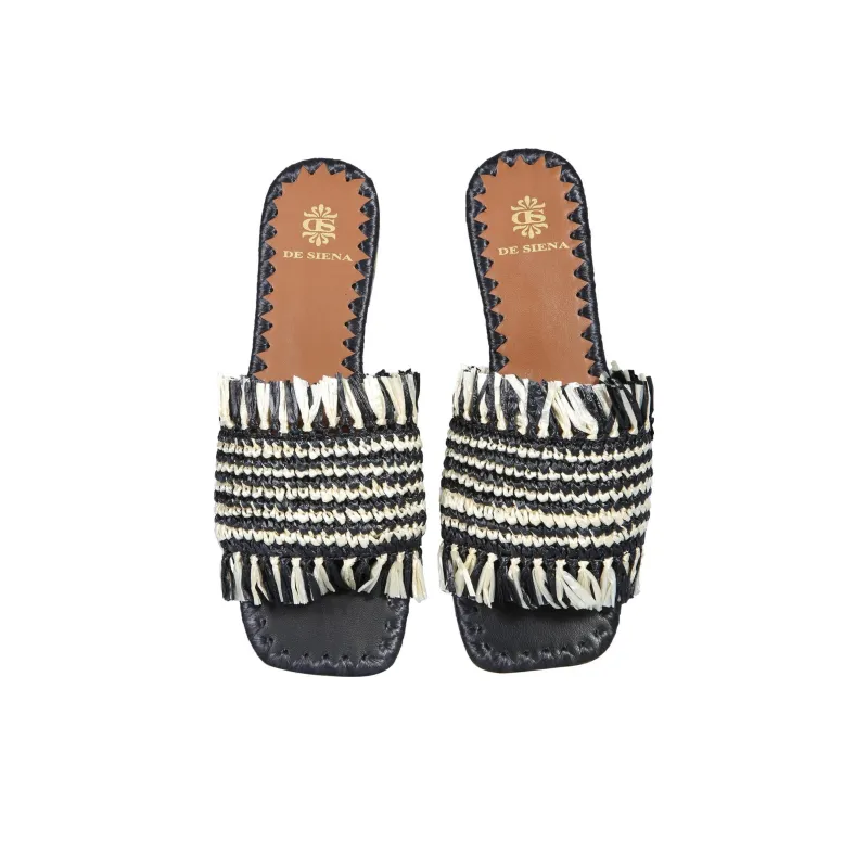 De Siena Slide Slippers 1cm Women's Black White-2