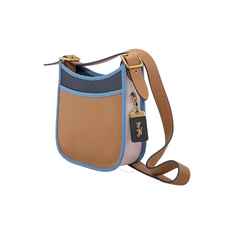 COACH Emery Natural Pebbled Leather Shoulder Bag Crossbody Bag Small Size Women's Brown Blue-2