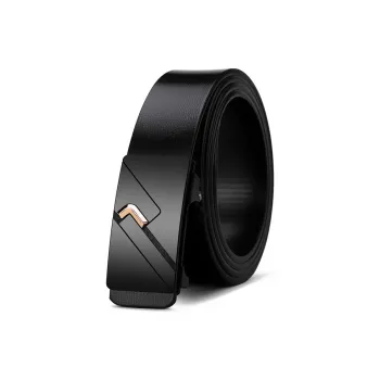 PISHUSHU Business Urban Man Cow Leather Leather Belts Men's Black Gold Buckle Width: 3.5cm