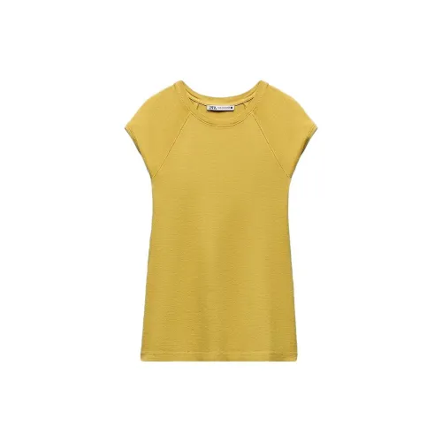 ZARA T-Shirts Women's Yellow Beige