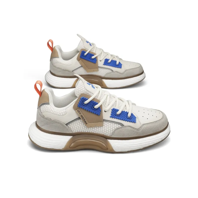 OFF-WIERAH Cushioned Wear-Resistant Breathable Impact-Resistant Height Increasing Mid-Top Casual Shoes Unisex-14