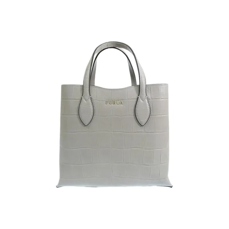 Furla Era Leather Tote Bag Shopping Bag Shoulder Bag Handbag Small Size Women's Gray-0