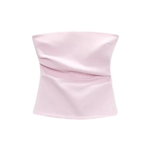 ZARA Strapless Tops Women's Pink