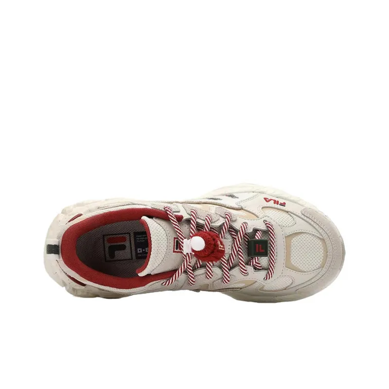 FILA Fern Fern Sneakers XMAS Slip-Resistant Low-Top Chunky Sneakers Women's Beige Red-2