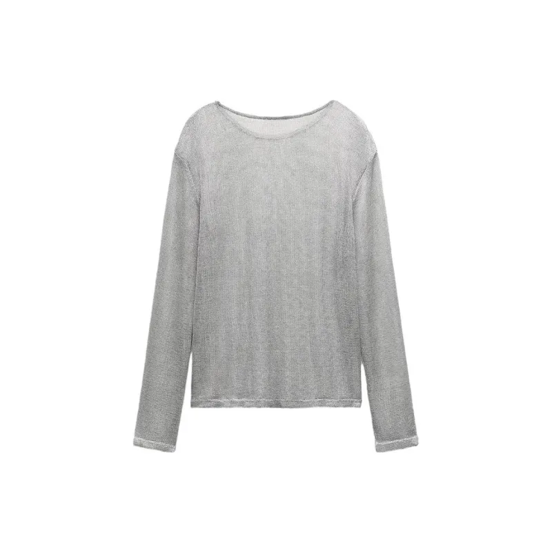 ZARA T-Shirts Women's Silver-1