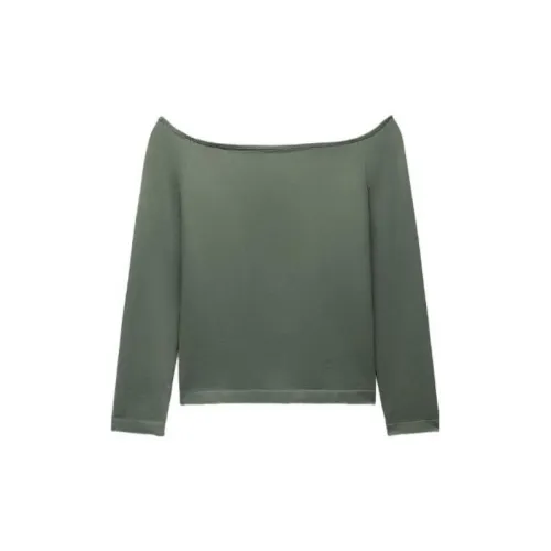 ZARA T-Shirts Women's Gray Green