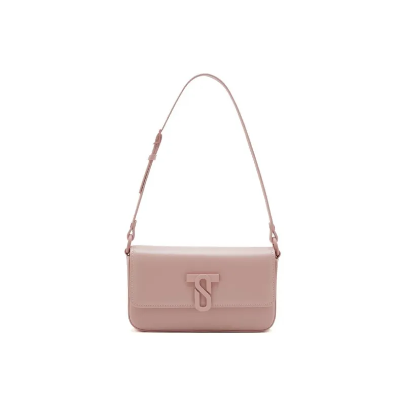 Staccato Cow Leather Shoulder Bag Women's Pink/Ecru/Light Gray Green-6