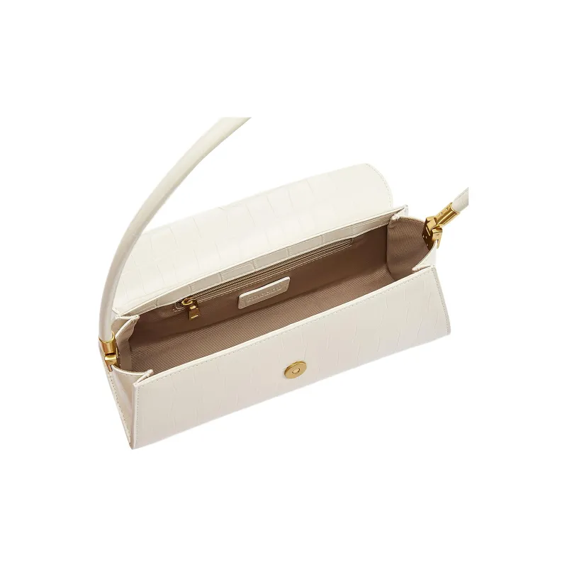 Staccato Cow Leather Shoulder Bag Regular Women's Cream White/Khaki Deep Apricot/Nightfall Black/Haze Blue-8