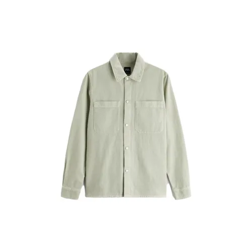 ZARA Denim Jackets Men Light Green