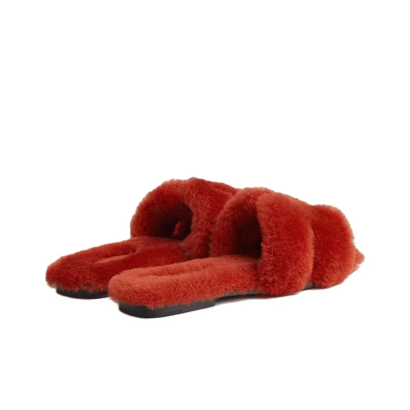 HERMES Oran Slide Slippers Women's Red-3