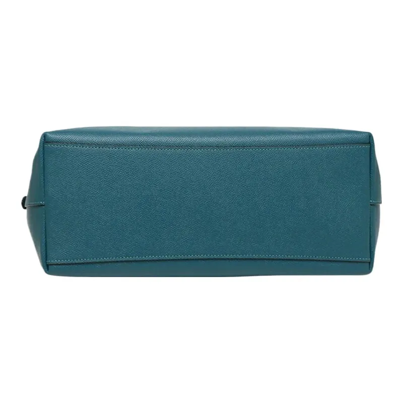 COACH Gallery Cross Stitch Leather Tote Bag Shopping Bag Handbag Shoulder Bag Women's Deep Turquoise-3