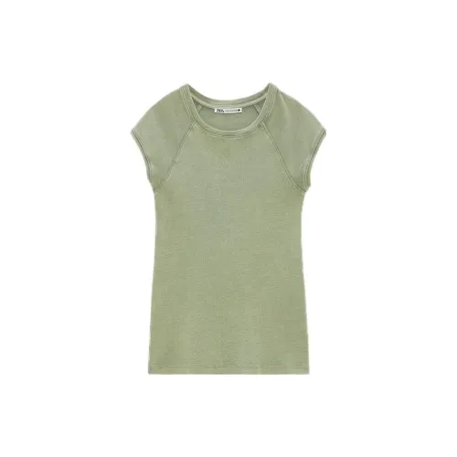 ZARA T-Shirts Women's Light Green