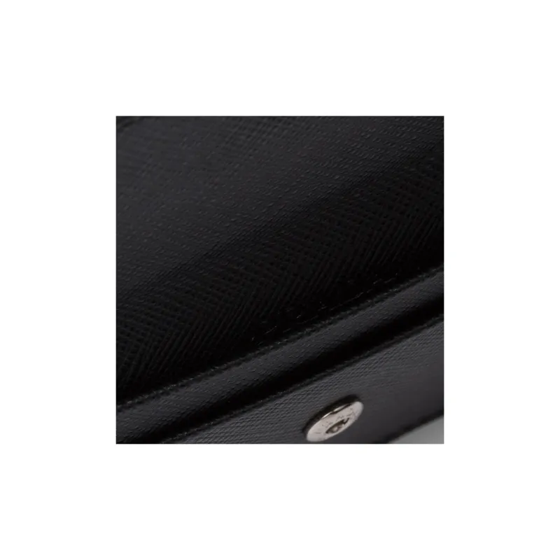 PRADA Saffiano Leather Card Holder Coin Purse Unisex Black-5