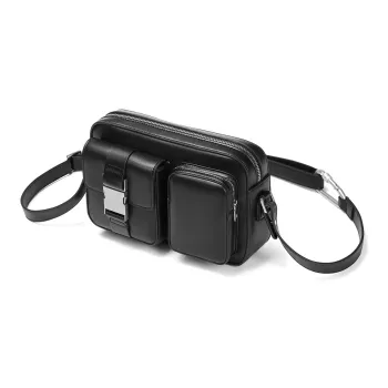 Yawei Kuroda PU Camera Bag Shoulder Bag Crossbody Bag Regular Unisex Black
