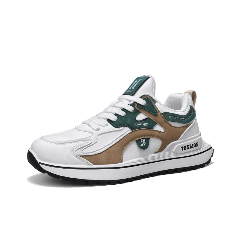 Tonlion Cushioning Anti Slip And Wear Resistant Low Top Casual Shoes Men's White Green-1