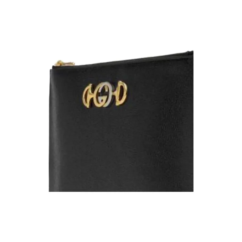 GUCCI Zumi Grained Leather Clutch Large Size Women's Black-5