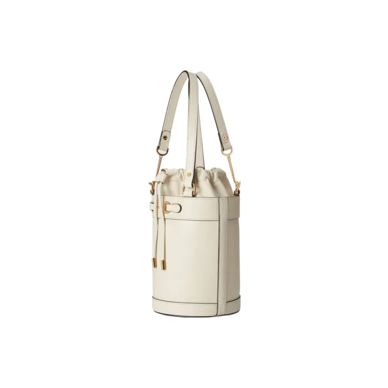 GUCCI Horsebit 1955 Leather Bucket Bags One Shoulder Handbags Small Size Women's White-1