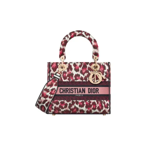 DIOR Lady D-Lite Embroidery Dior Bag Shoulder Bag Crossbody Bag Handbag Medium Size Women's Burgundy