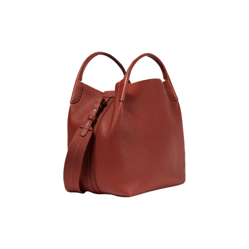 Loro Piana Leather Tote Bag Shopping Bag Shoulder Bag Handbag Medium Size Women's Brown-1