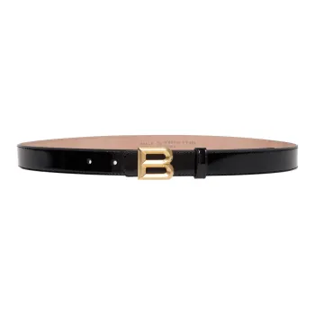 BALLY Letter Logo Leather Belts Women's Black Width  2.5cm