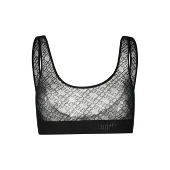 PALM ANGELS Logo Waistband Sheer Tulle Bra
