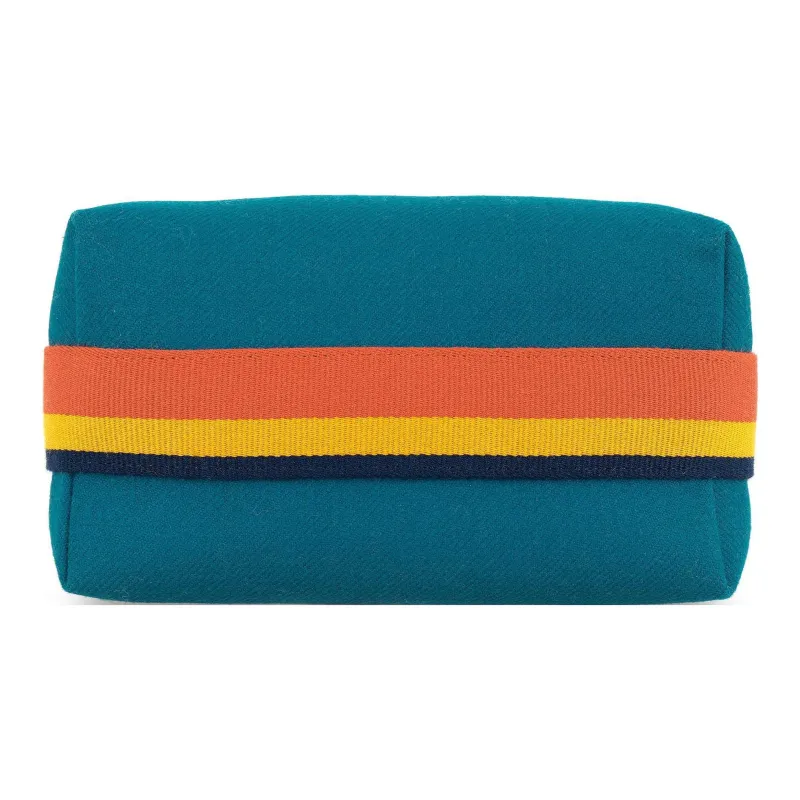 HERMES Bride-a-Brac Fabric Surface Travel Storage Bag Handbag Toiletry Bag Small Size Unisex Blue-4