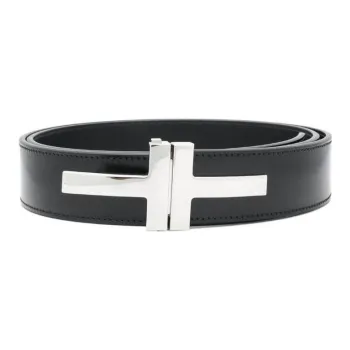 TOM FORD Letter Logo Smooth Buckle Men's Black Width: 3CM