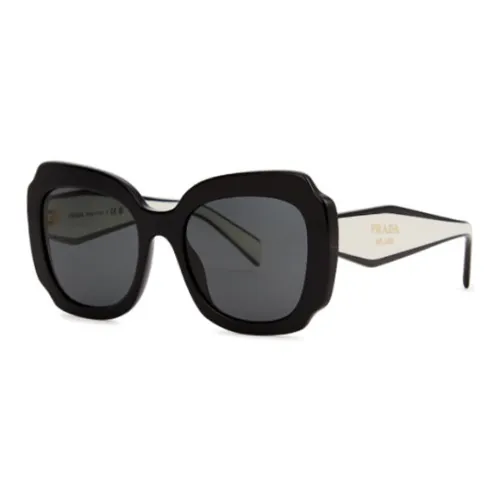 PRADA Acetate Irregular Shape Sunglasses Women's Black