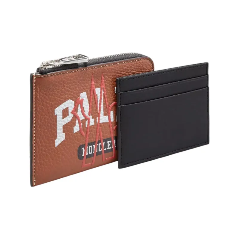Moncler PALM ANGELS Collaboration Soft Calfskin Card Holder Men's Brown-2