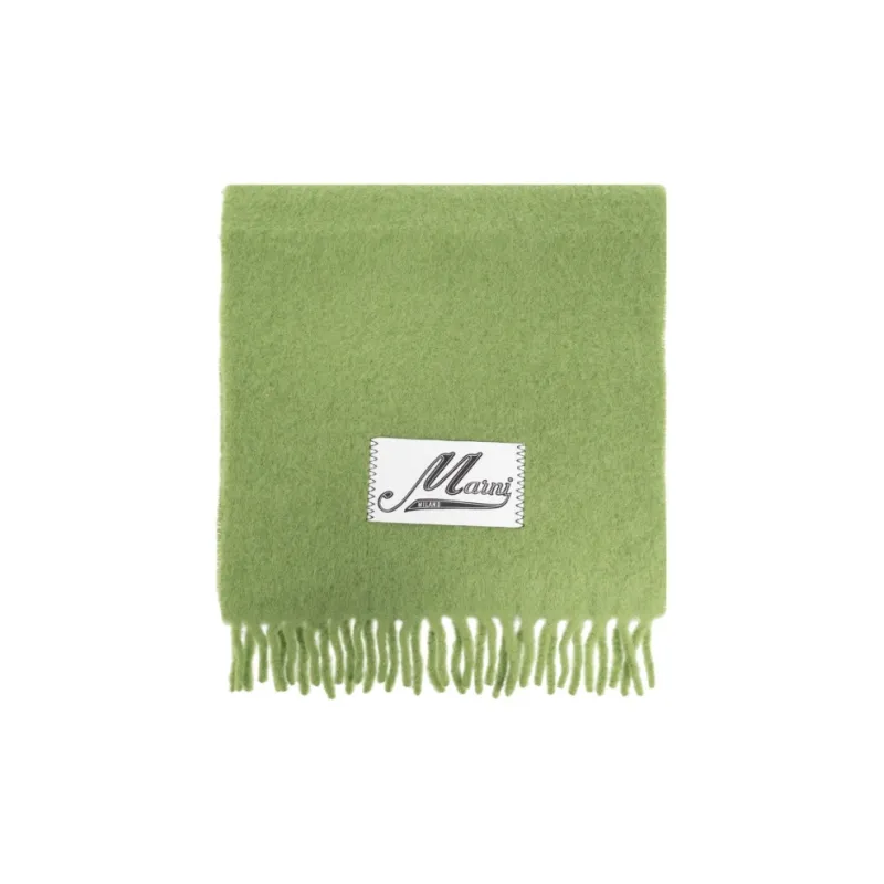 MARNI Logo patch Alpaca Wool blend Scarf-0