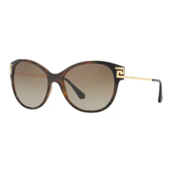 VERSACE Plastic Metal Irregular Shape Sunglasses Unisex Brown