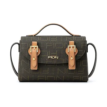 FION Artificial Leather Handbag Shoulder Bag Crossbody Bag Medium Size Women's Coffee/Tea/Caramel/Coffee