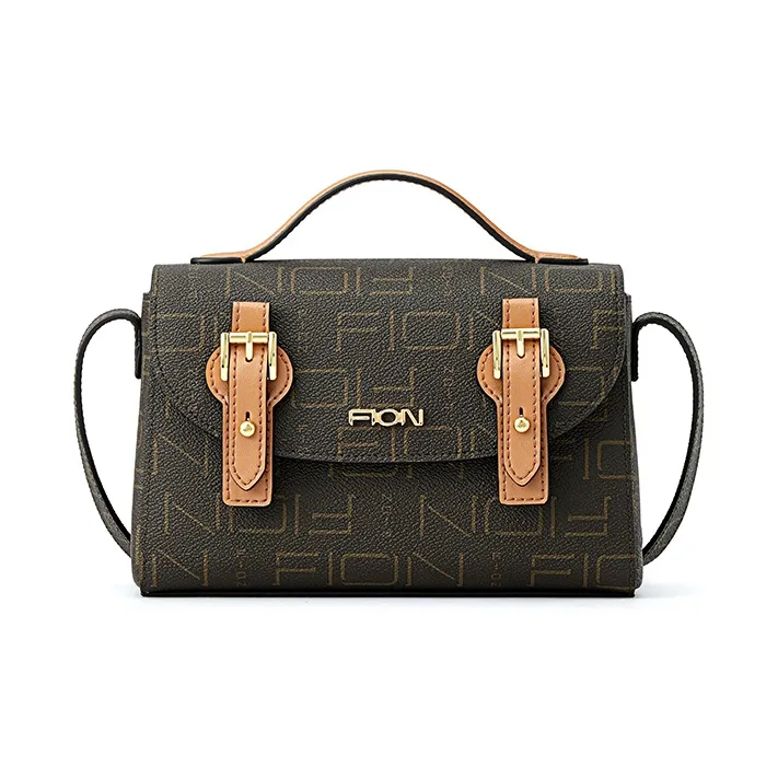 FION Artificial Leather Handbag Shoulder Bag Crossbody Bag Medium Size Women's Coffee/Tea/Caramel/Coffee-0