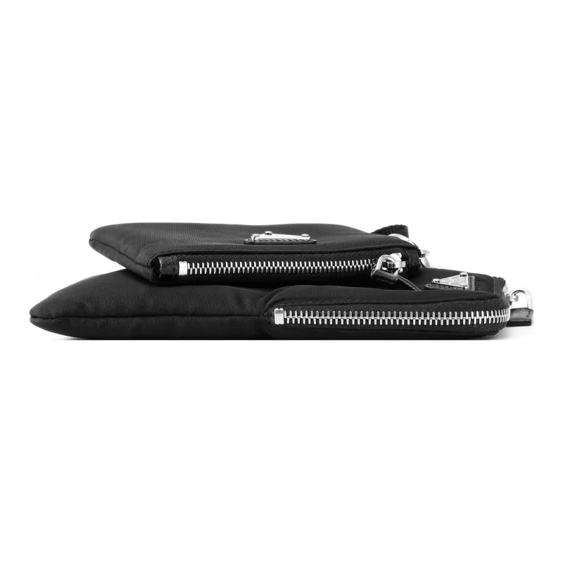 PRADA Cowhide Polyamide Coin Purse Unisex Black-5
