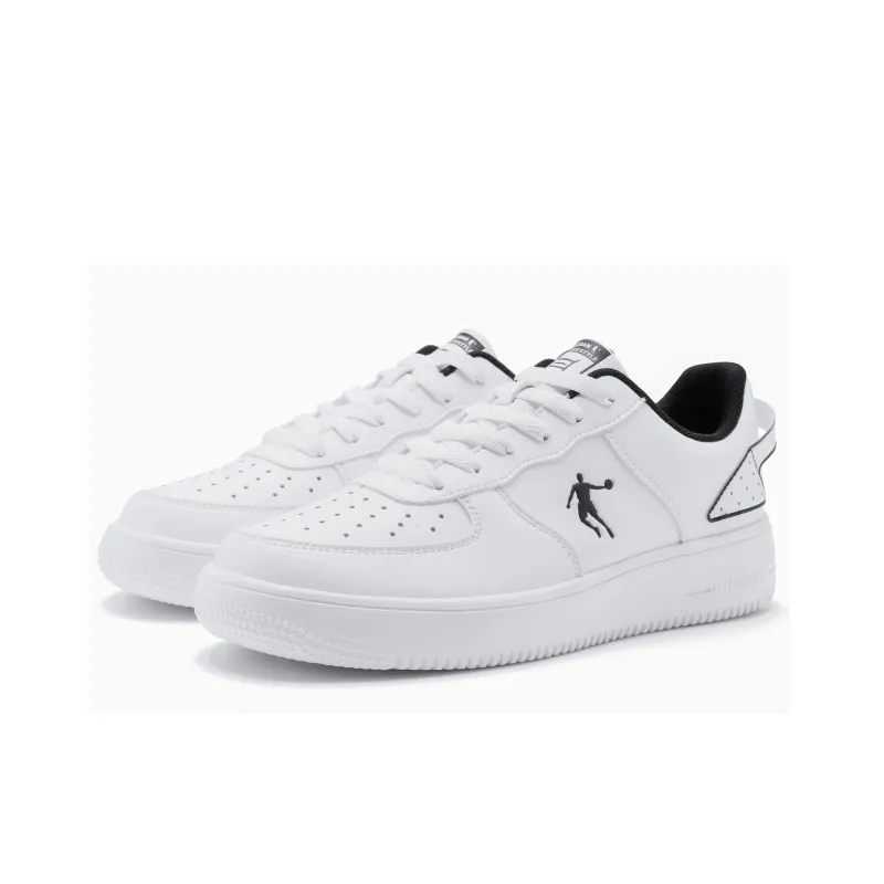 QIAODAN Skateboard Shoes Women's Low Top White Black-2