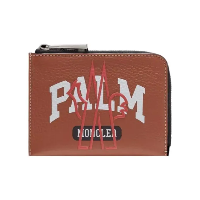 Moncler PALM ANGELS Collaboration Soft Calfskin Card Holder Men's Brown-0