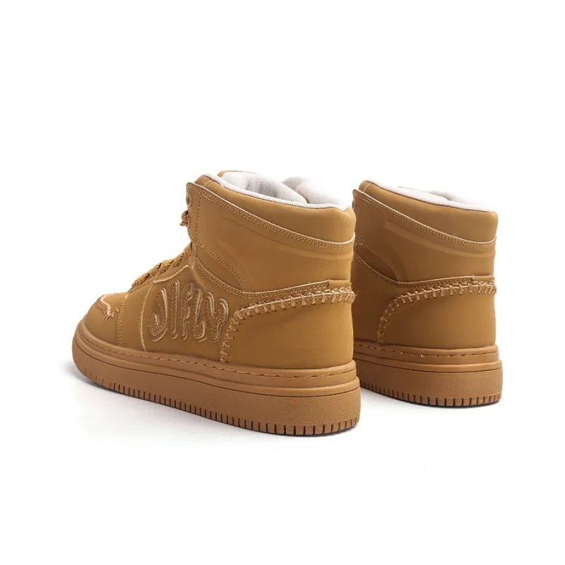 Jifffly Cushioning Coverage And Abrasion Resistant High Top Skateboard Shoes Unisex Beige-25
