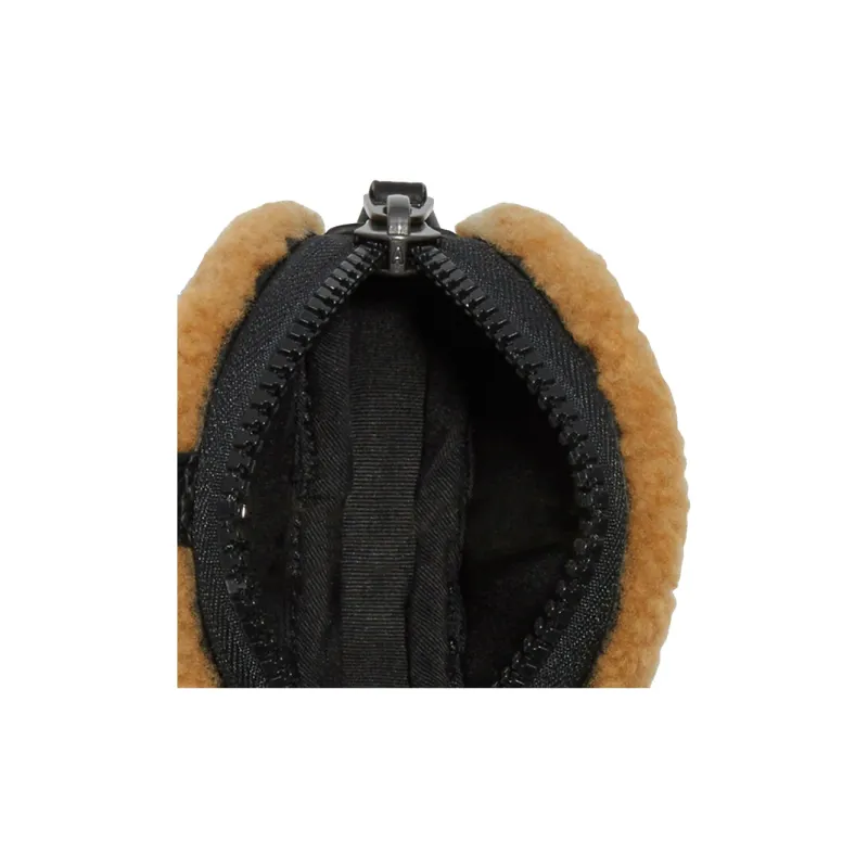 COACH Shearling With Leather Round Shaped Bag Coin Purse Unisex Brown & Black-3