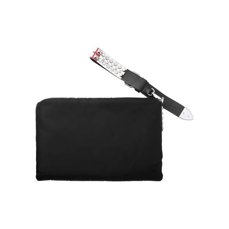 PRADA Nylon Clutch Regular Women's Black-4