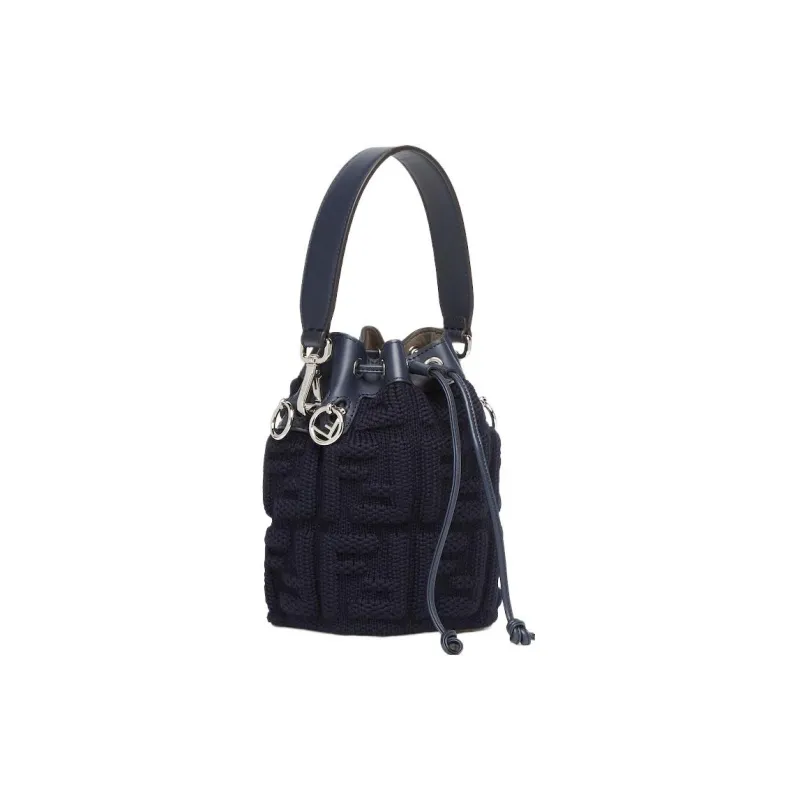 FENDI Mon Tresor Wool Knitted Fabric Bucket Bags Shoulder Bag Crossbody Bag Handbag Mini Women's Blue-1