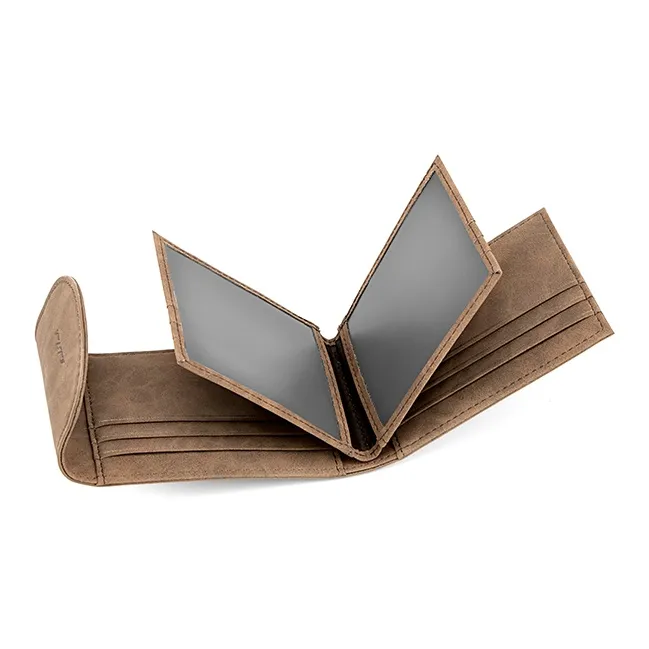 MashaLanti Synthetic Leather Extra Thin Document Wallet Card Holder Men's Coffee/Gray Green-3