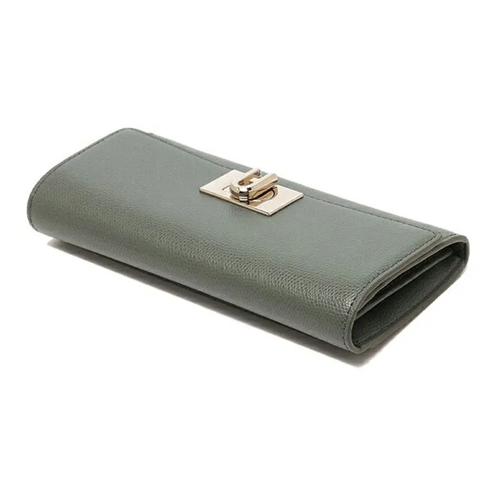 Furla Leather Long Wallet Women's Cactus Green-4