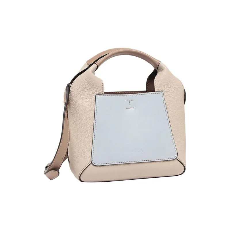 Furla Leather Tote Bag Shopping Bag Portable Crossbody Bag Shoulder Bag Mini Women's Beige Blue-2