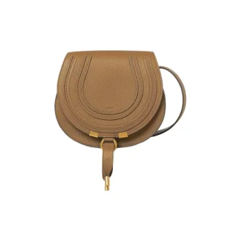 Chloe Marcie Calfskin Saddle Bag Crossbody Bag Small Size Women's Terracotta Brown