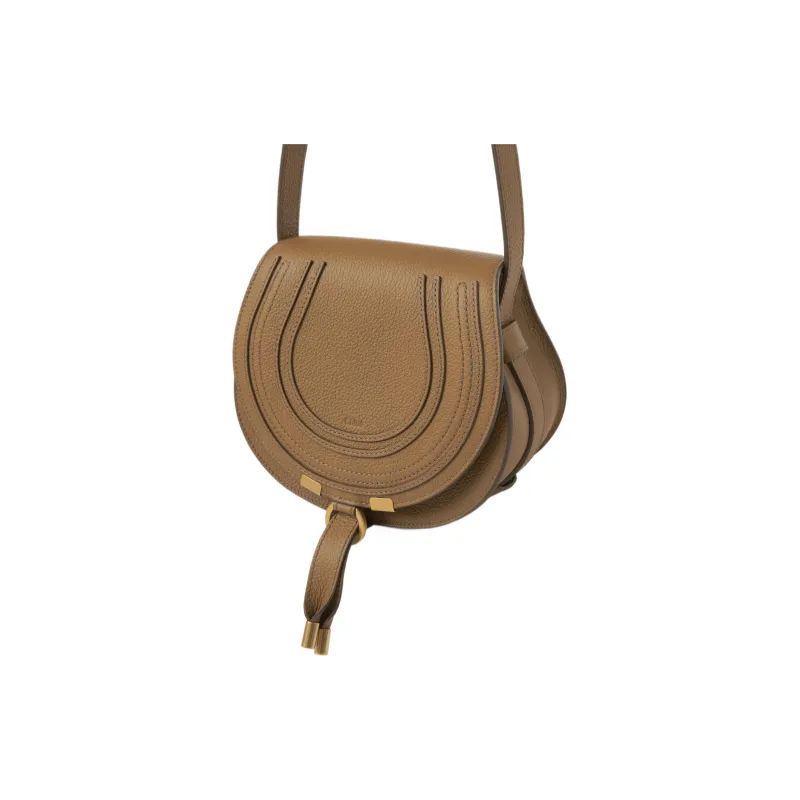 Chloe Marcie Calfskin Saddle Bag, Crossbody Bag Trumpets Women's Pottery Brown-2