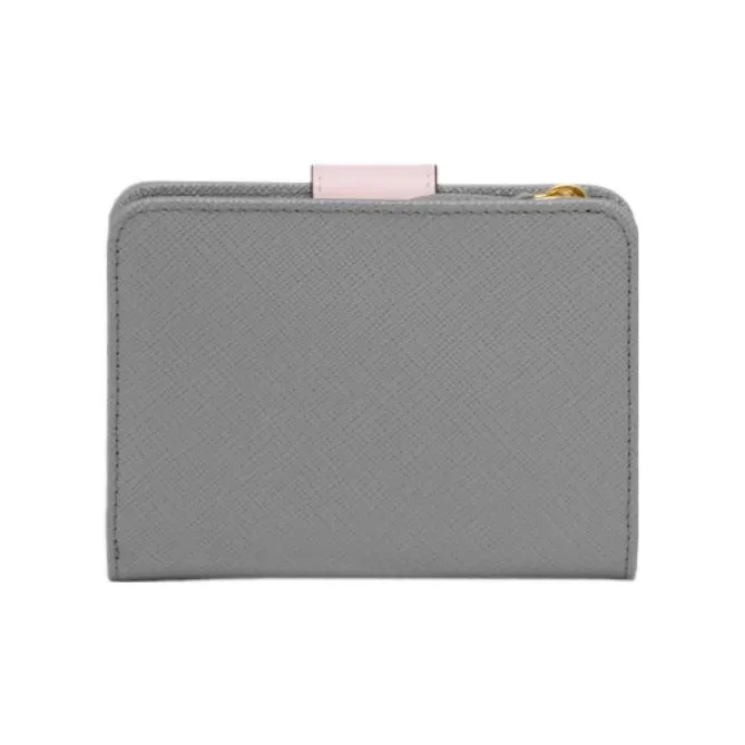 PRADA Saffiano Leather Wallet Trumpets Women's Slate Gray & Snowflake & Plaster Powder-1