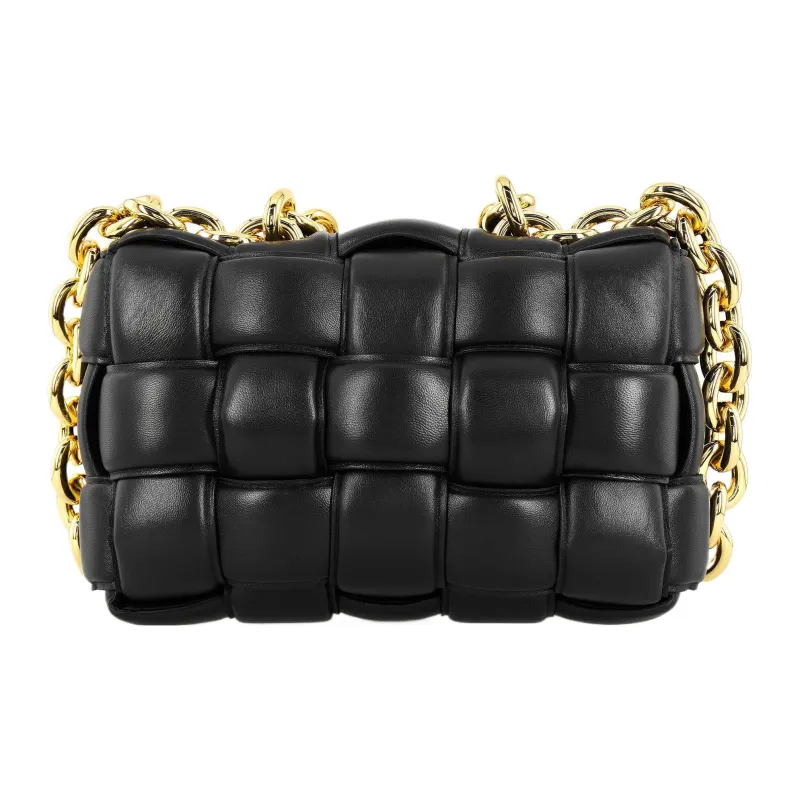 Bottega Veneta Chain Cassette Gold tone Crossbody Bag Black-2