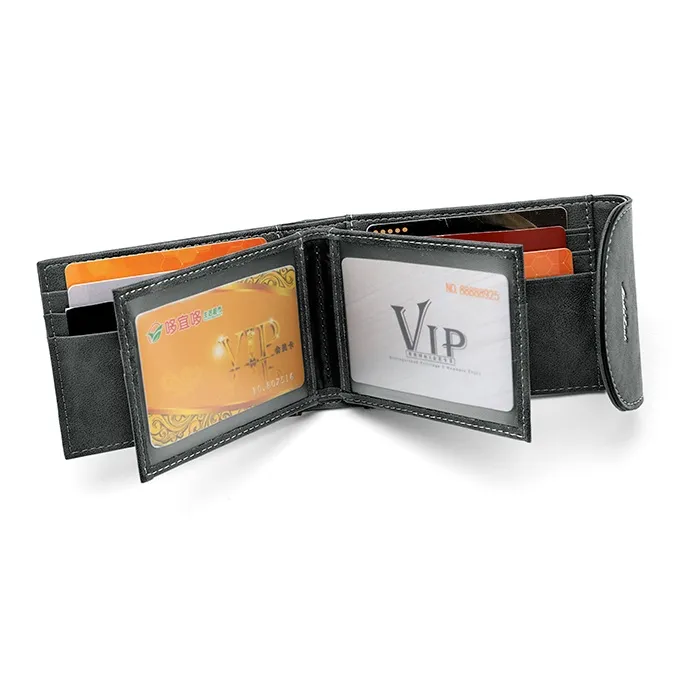 MashaLanti Synthetic Leather Extra Thin Document Wallet Card Holder Men's Coffee/Gray Green-11